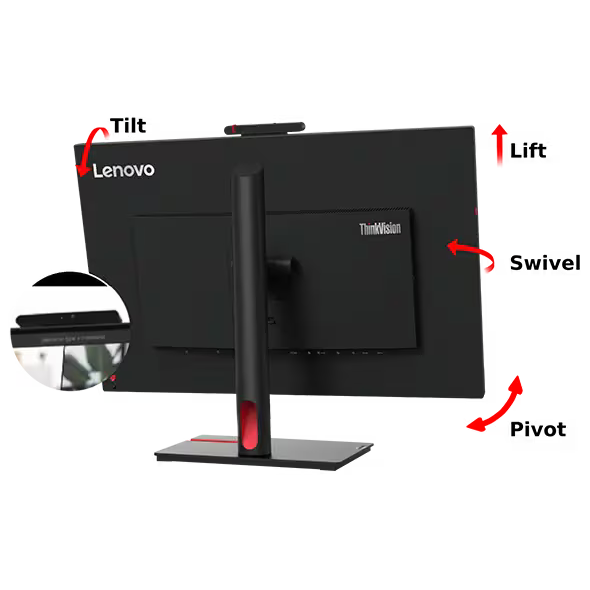 Lenovo ThinkVision T27hv-30 Monitor - 27.0" QHD IPS / 4ms / HDMI 2.1 / DisplayPort 1.4 /LAN / USB-C / Camera / Speaker / Microphone - Monitor