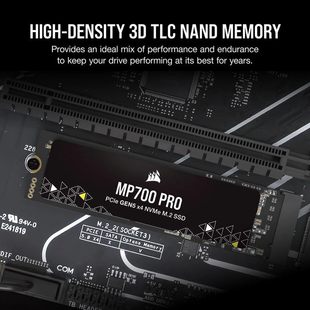 Corsair 2TB MP700 Pro NVMe M.2 SSD PCIe 5.0 (Gen5) x4 – 12,400MB/s