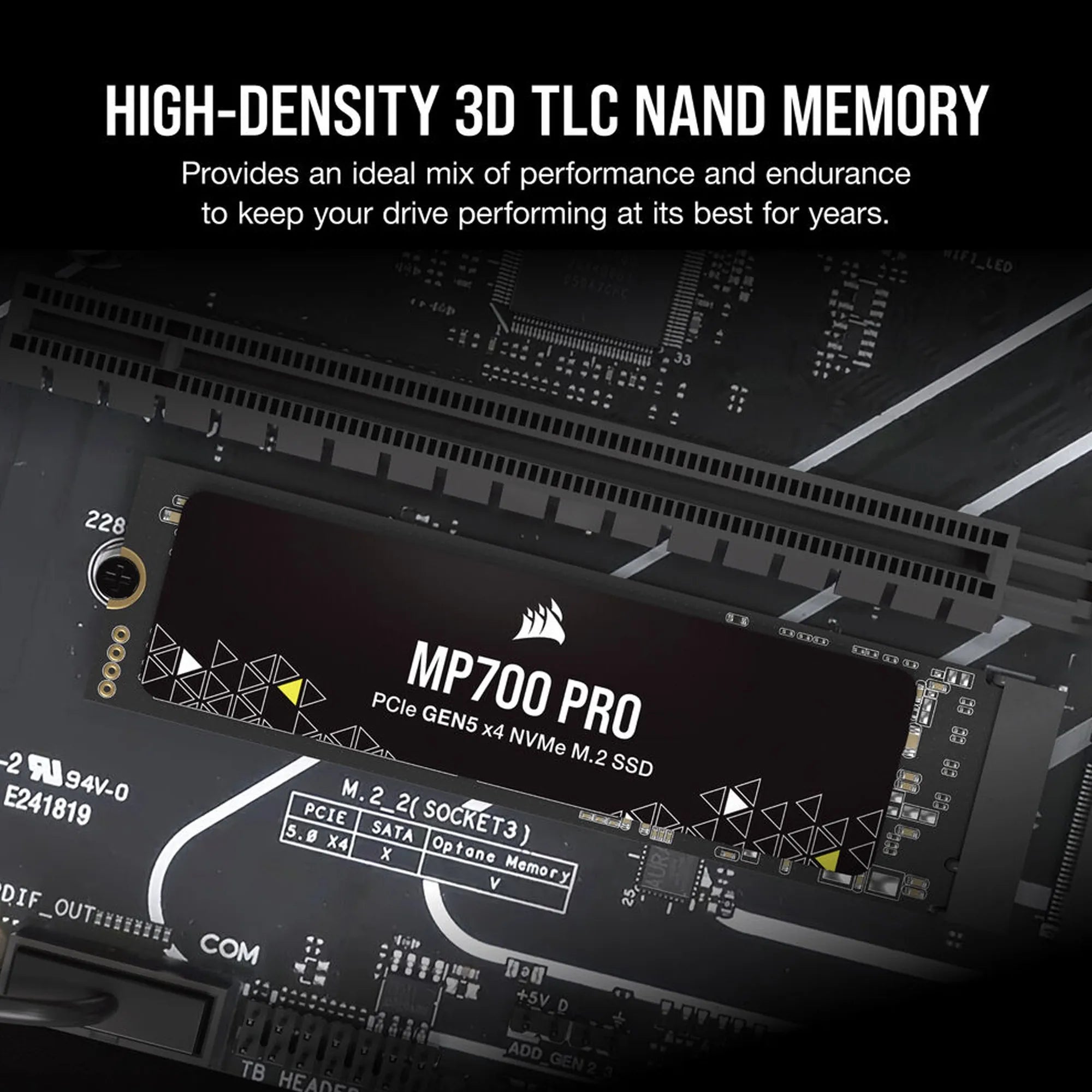 Corsair 2TB MP700 Pro NVMe M.2 SSD PCIe 5.0 (Gen5) x4 – 12,400MB/s