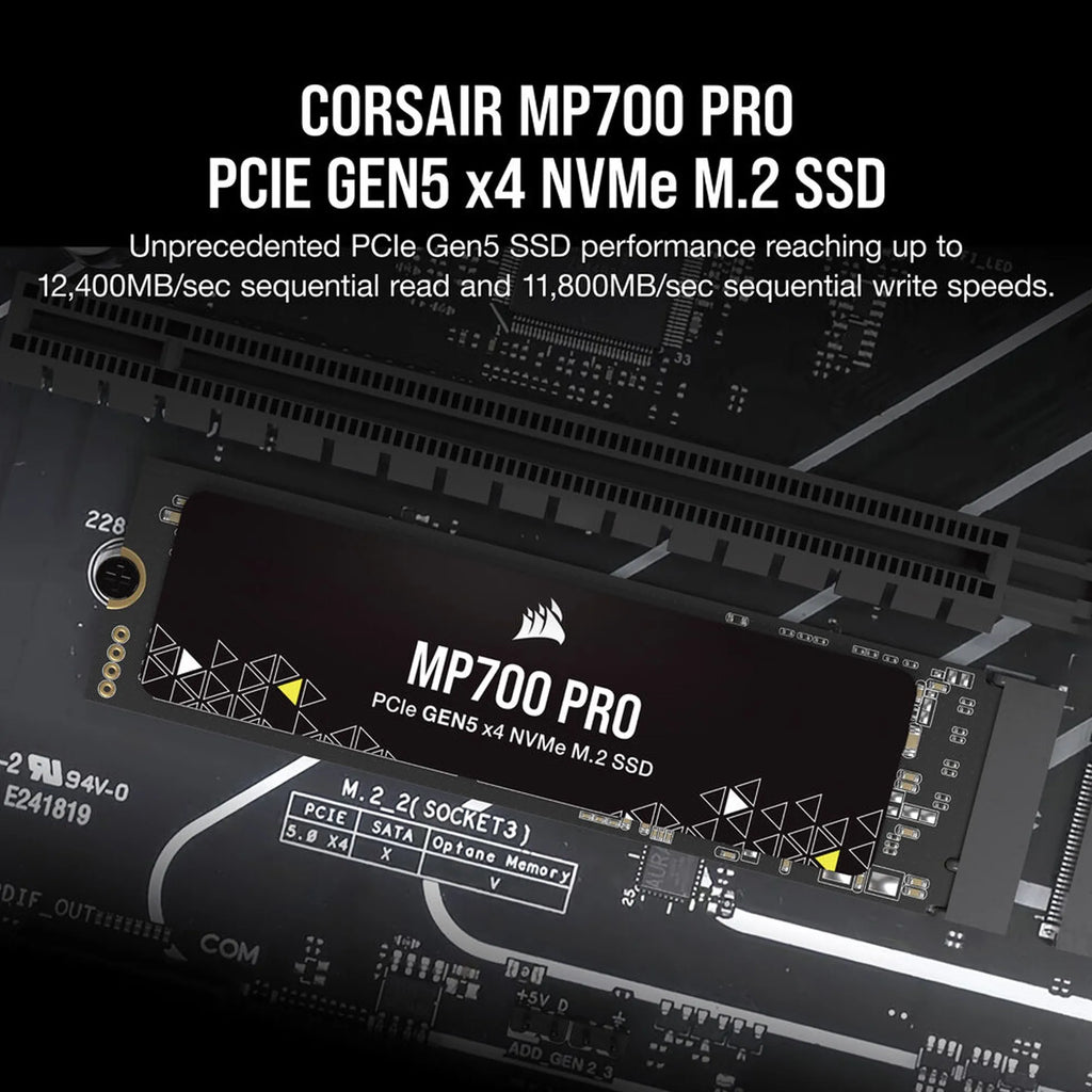 Corsair 2TB MP700 Pro NVMe M.2 SSD PCIe 5.0 (Gen5) x4 – 12,400MB/s