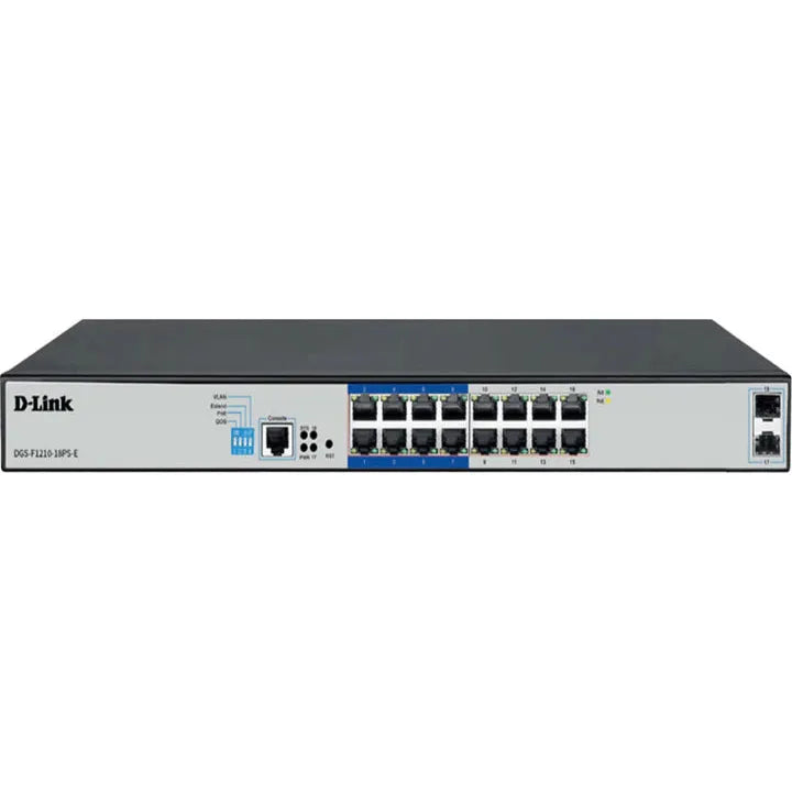 Dlink 16 Port Layer 2 Gigabit Managed Long Range Poe+ Surveillance Switch (Dgs-F1210-18Ps-E)