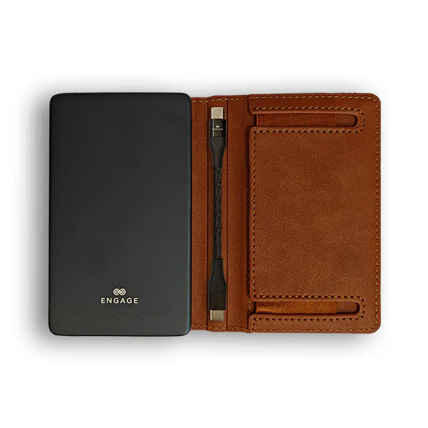 Engage 5000Mah Magnetic Power Bank Wallet Dark Brown