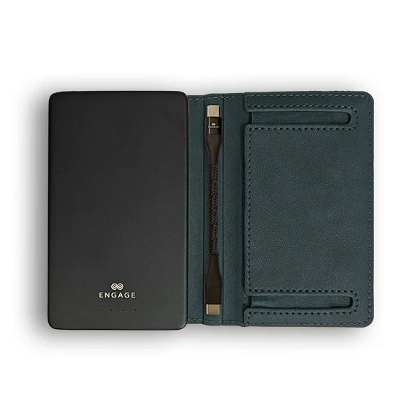 Engage 5000Mah Magnetic Power Bank Wallet Blue