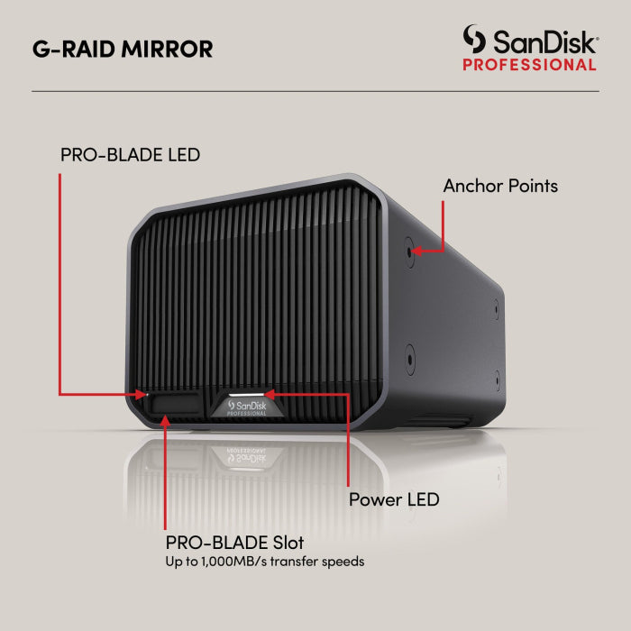SanDisk 24TB G-RAID MIRROR Professional Thunderbolt 3 USB-C HDD, 250MB/s