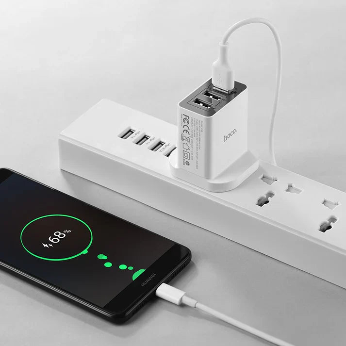 HOCO C48 Breakthrough QC3.0 three ports charger(UK) - White