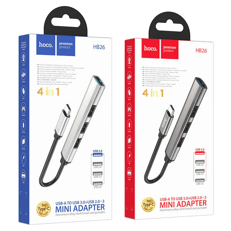 Hoco HB26 4 in 1 adapter(USB to USB3.0+USB2.0*3)