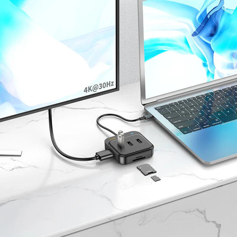 HOCO HB38 Easy link 7-in-1 Multiport Adapter(HDTV+SD/TF+USB3.0+USB2.0*2+PD100W)