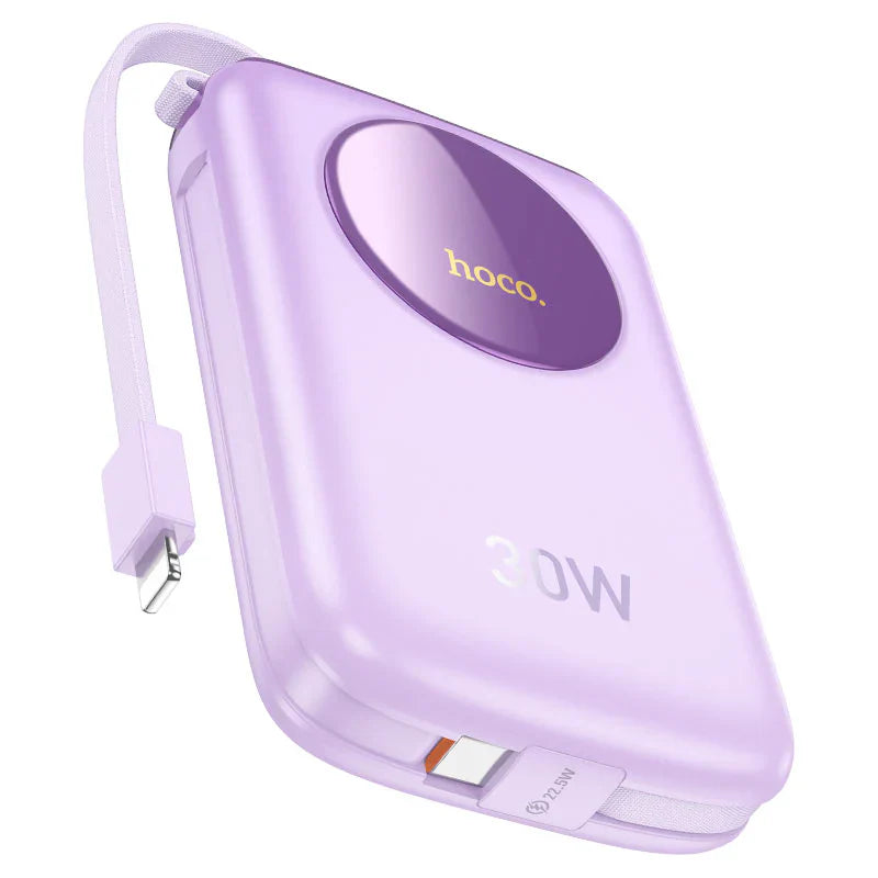 Hoco Q19 Lucky Power Bank with Digital Display and Cable - 30W / 10000mAh / Purple