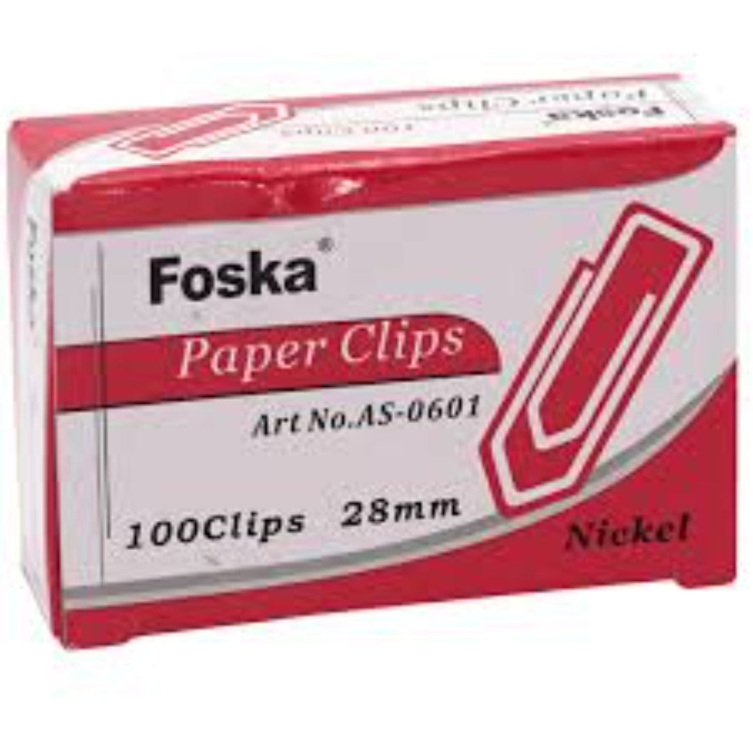 Foska Paper Clips 28Mm As-0601 Boat Shape 100Clips/Box  10Box/Packet