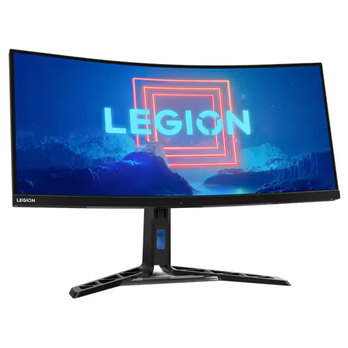 Lenovo Legion Y34wz-30 - 34" WQHD Mini-LED Curved / Up to 1 ms / Up to 180Hz / USB 3.2 Gen 1 / USB-C 3.2 Gen 1 / HDMI 2.1 / DP 1.4 / LAN / Speaker / Eyesafe / Raven Black - Gaming Monitor