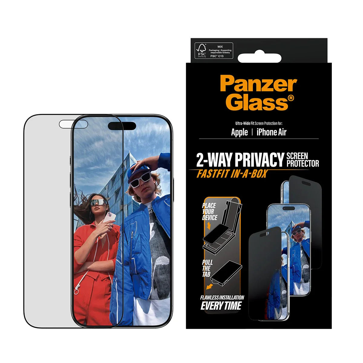 PanzerGlass Privacy Screen Protector Ultra-Wide Fit w. Fastfit In-A-Box iPhone Air