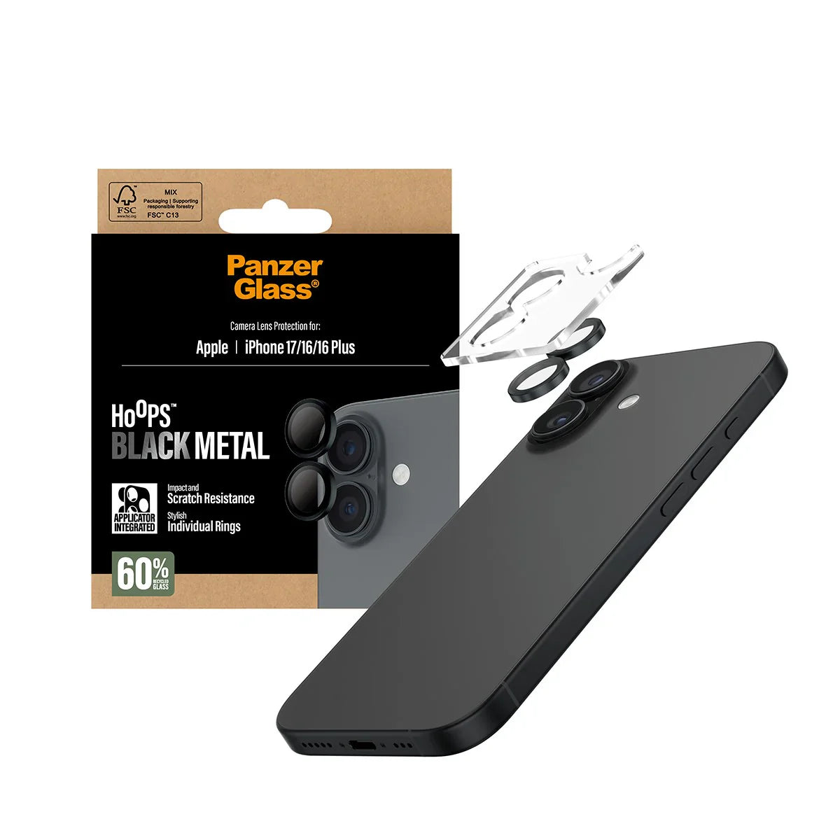 PanzerGlass Hoops Camera Lens Protector for iPhone 17 | iPhone 16 | 16 Plus