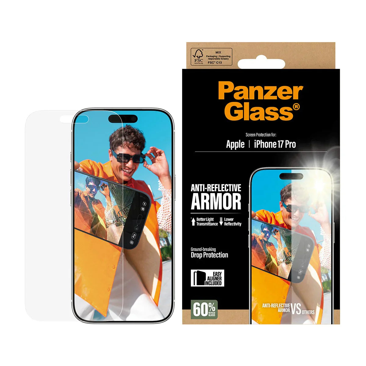 PanzerGlass Anti-Reflective Armor Screen Protector w. Easy Aligner Apple iPhone 17 Pro