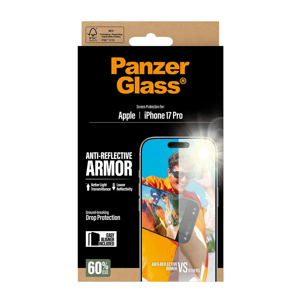 PanzerGlass Anti-Reflective Armor Screen Protector w. Easy Aligner Apple iPhone 17 Pro