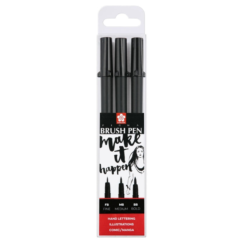 Sakura Pigma Brush Black Set 3
