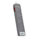 Ravpower Rp-Pc1038 3 Outlets Power Strip Gray Uk Version 3M With Usb Port Gray