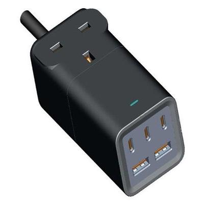 Ravpower Rp-Pc1062  75W Power Strip 5-Port With Ac Outlets Uk Plug + Travel Charger Adapter Offline Black