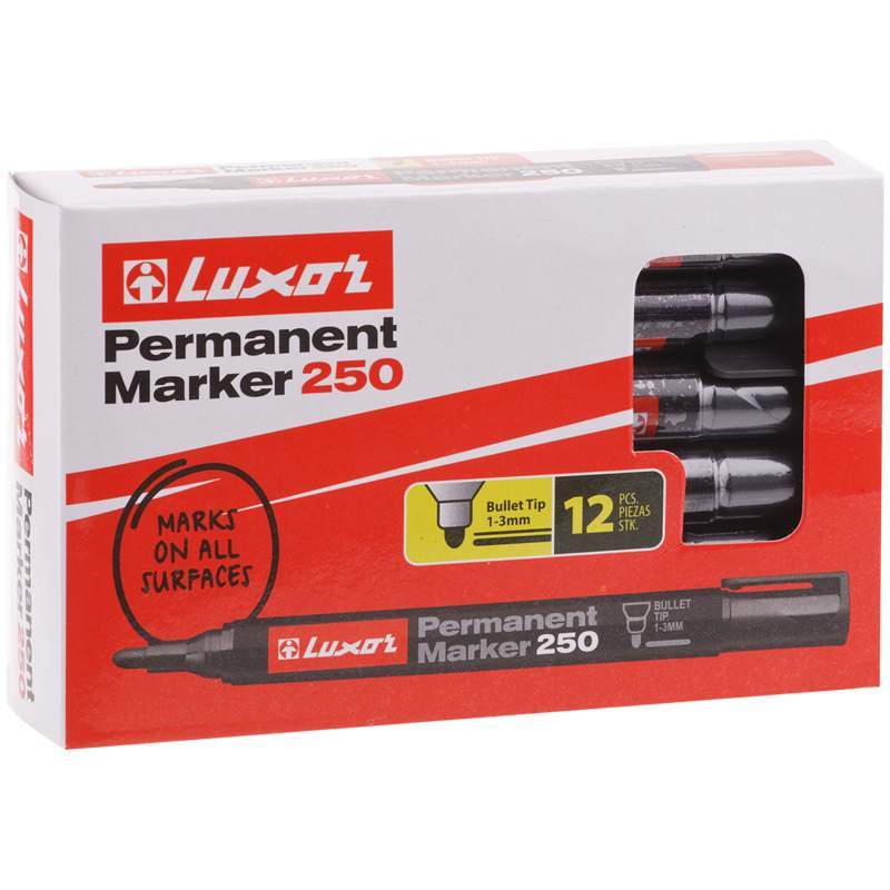 Luxor - Permanent Marker 250 1-3Mm Black (12’S Box)