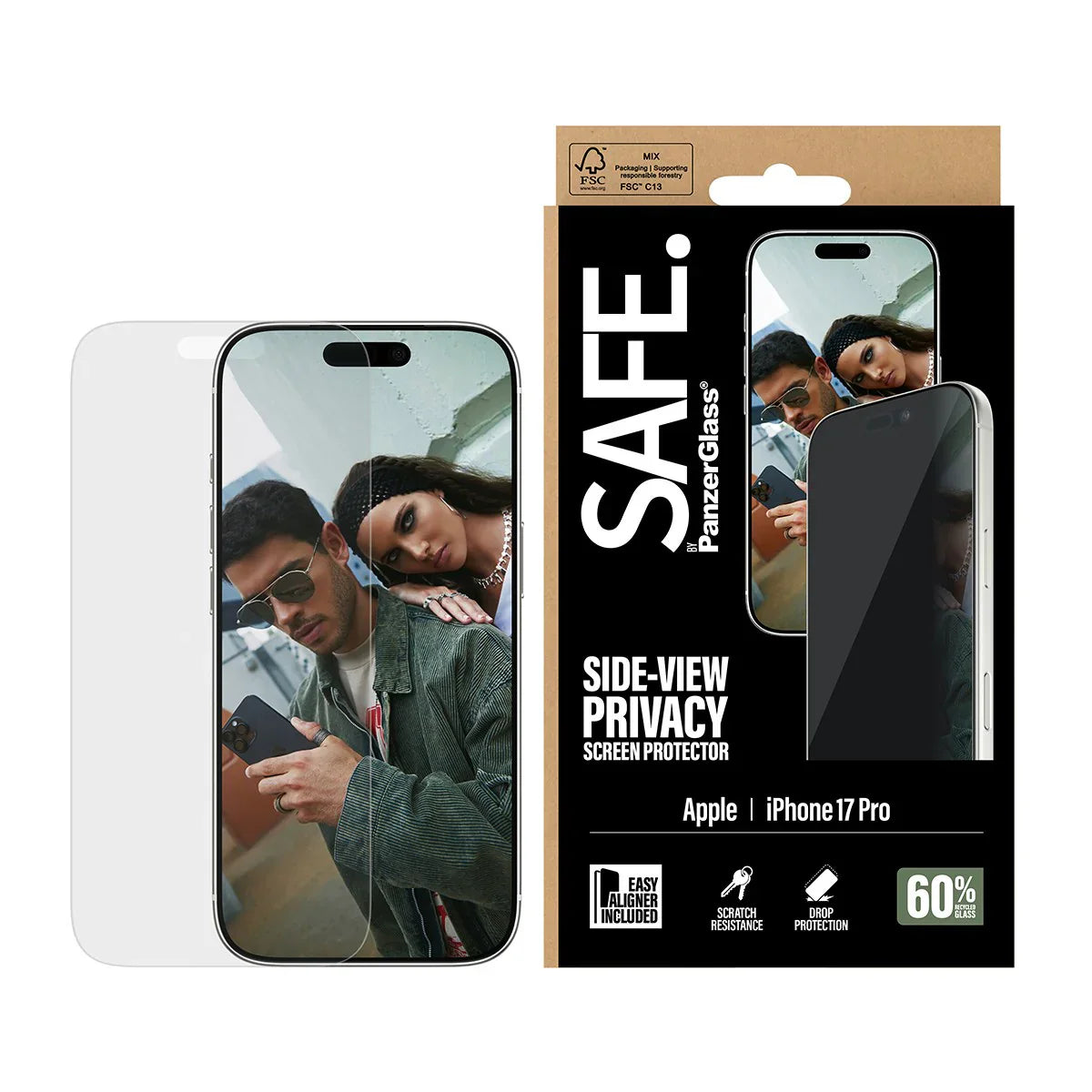 PanzerGlass Safe Ultra-Wide Fit Privacy Screen Protector for iPhone 17