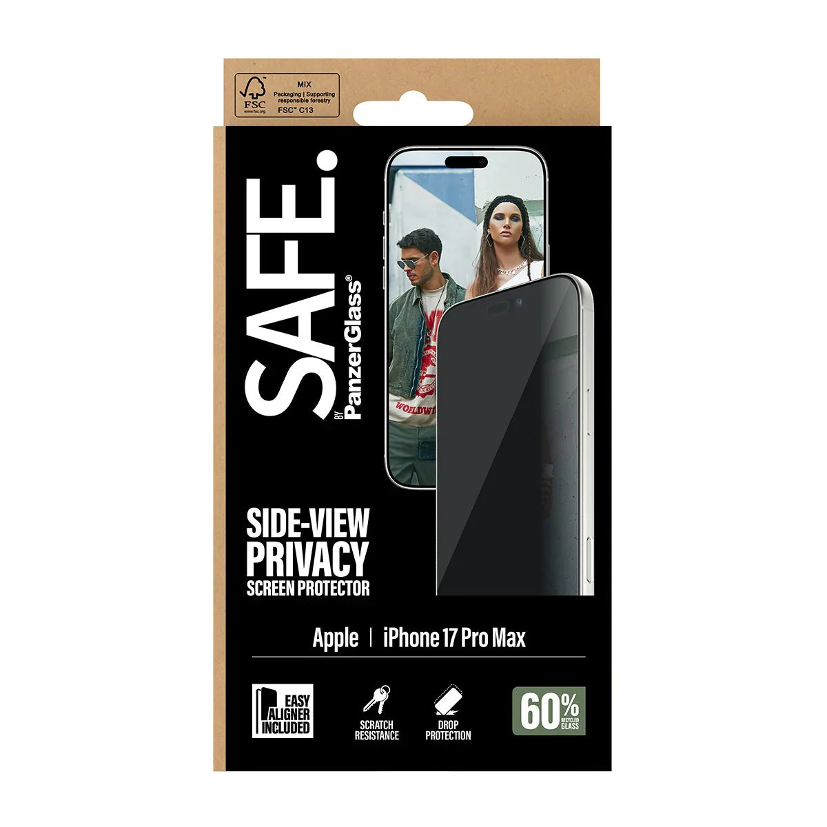 PanzerGlass SAFE. by Privacy Screen Protector iPhone 17 Pro Max Ultra-Wide Fit w. EasyAligner