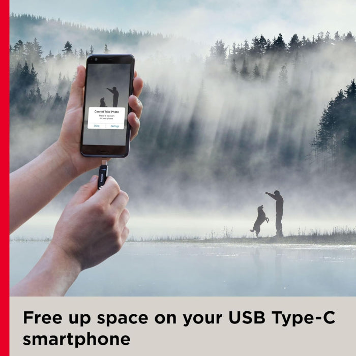 Sandisk Ultra Dual Drive Go Flash Drive – 128Gb/ 400Mb/S/ Usb 3.1 Gen 1/ Usb-C/ Black