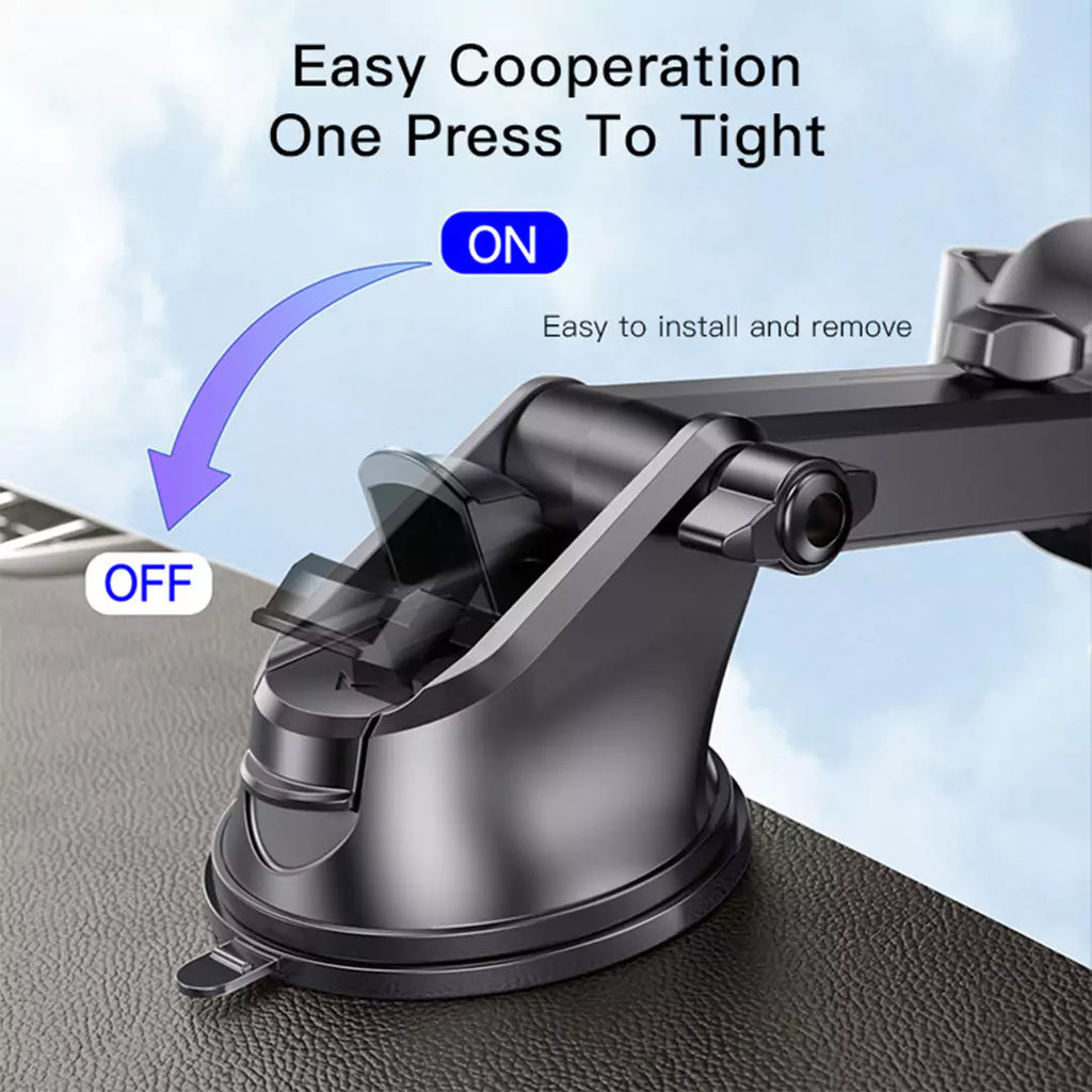 Yesido C138 Adjustable Clip Suction Cup Car Holder - Black