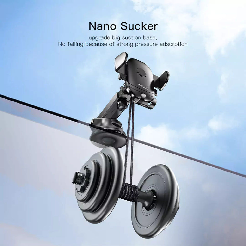 Yesido C138 Adjustable Clip Suction Cup Car Holder - Black