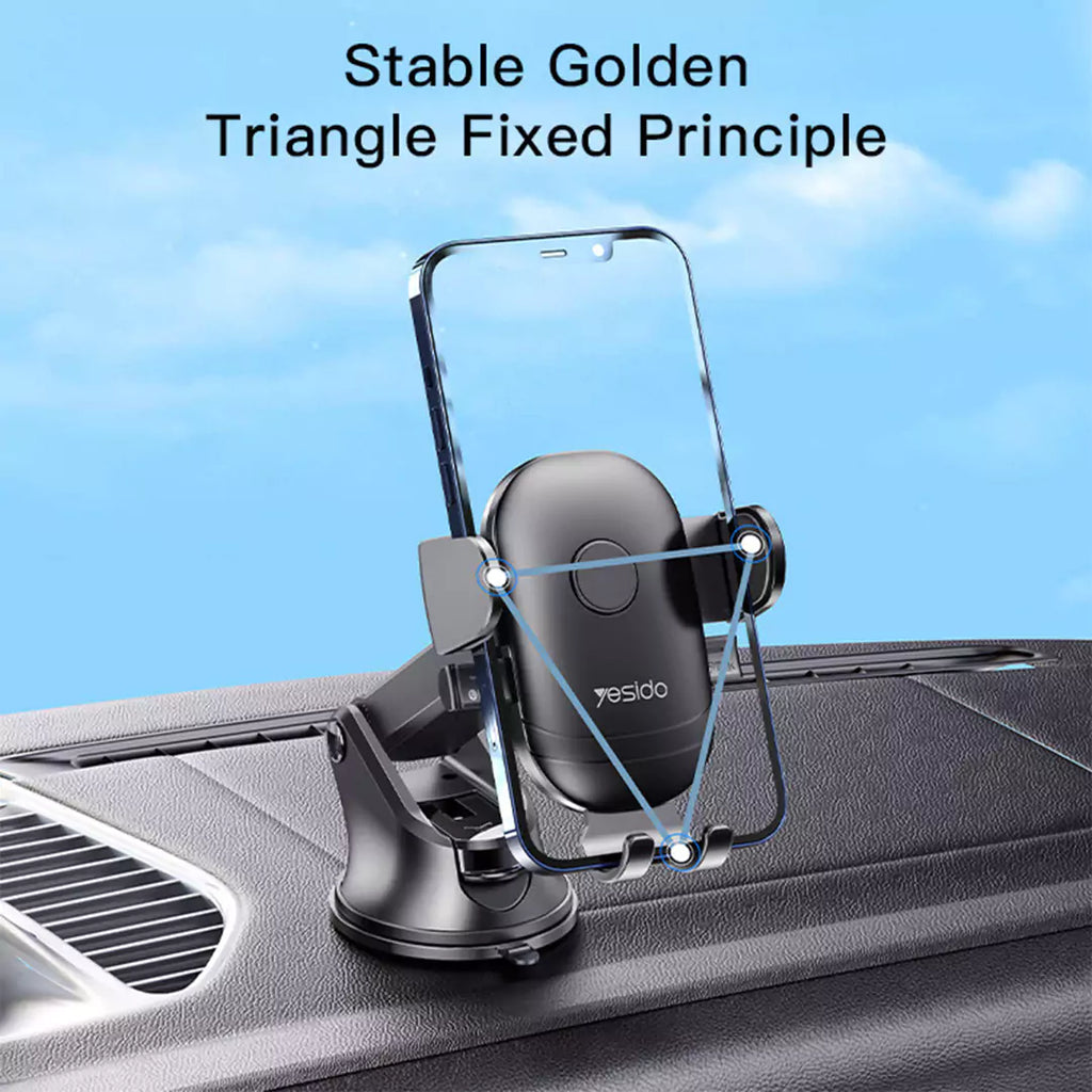 Yesido C138 Adjustable Clip Suction Cup Car Holder - Black