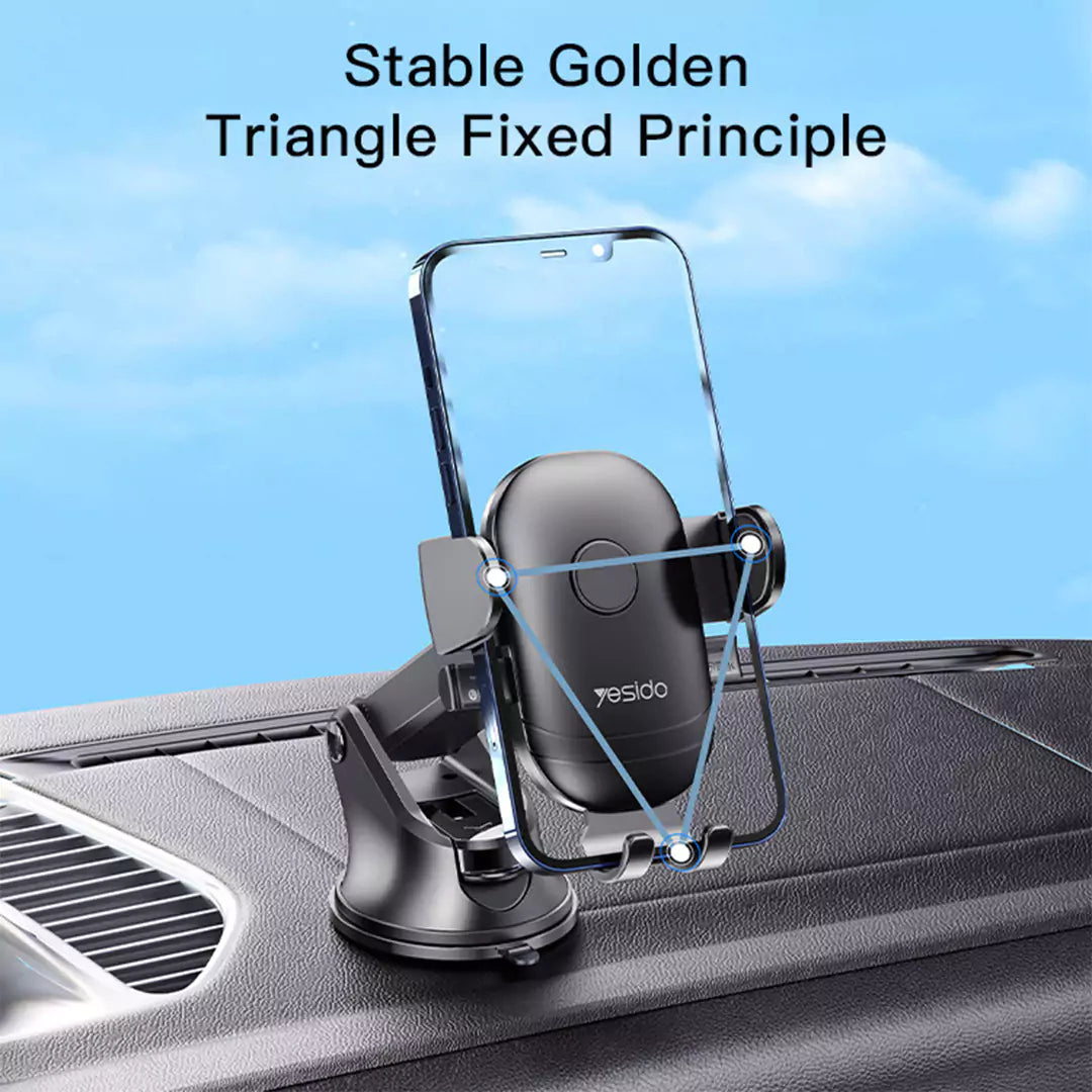 Yesido C138 Adjustable Clip Suction Cup Car Holder - Black